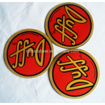 rubber backing coaster, polyester fabric rubber coaster